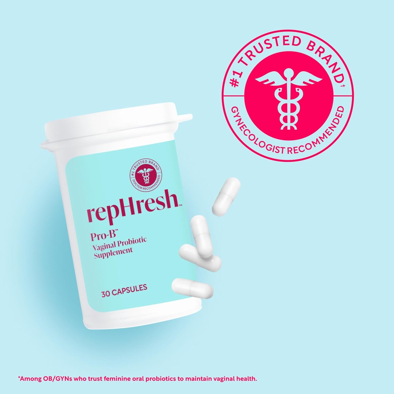 Rephresh Pro-B Vaginal Probiotic Supplement – 30 Capsules | Clinically Studied Strains for Feminine Balance