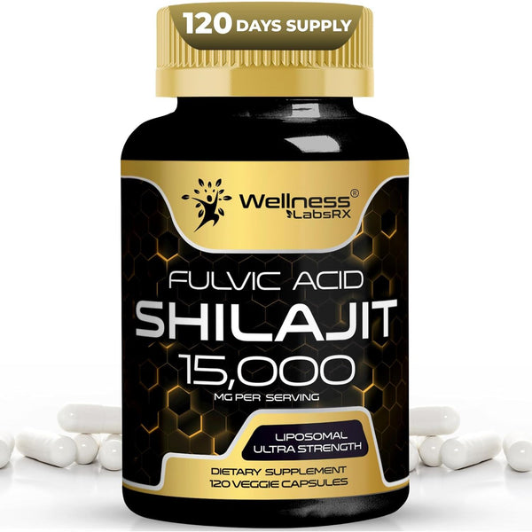 WELLNESS LABSRX Fulvic Acid Shilajit 15,000MG - 120 Capsules