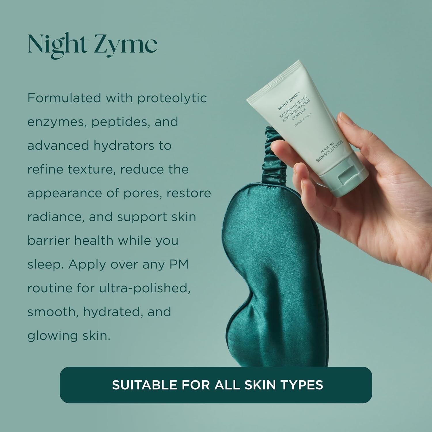 Night Zyme - Overnight Glass Skin Resurfacing Complex - Face Mask with Proteolytic Papaya Enzymes & Peptides - All Skin Types - Cruelty Free - Made in the USA - 1.7 Oz