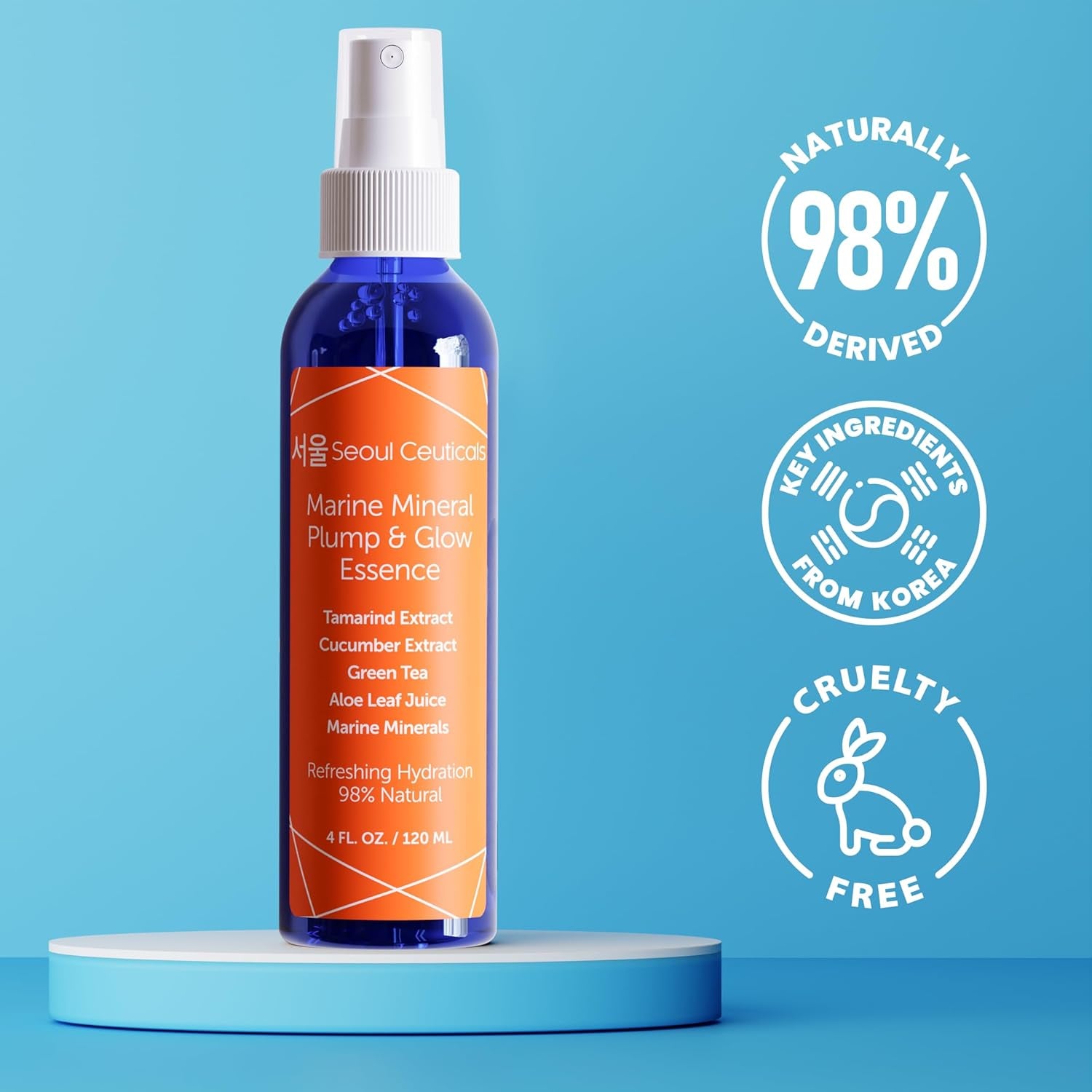SeoulCeuticals Marine Mineral Plump & Glow Essence – 120ml | Hydrating K-Beauty Essence with Aloe, Cucumber & Tamarind