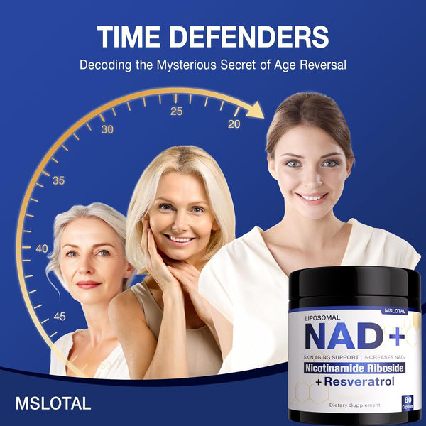 MSLOTAL Liposomal NAD+ Skin Aging Support – 80 Capsules | Anti-Aging, Energy & Cognitive Boost