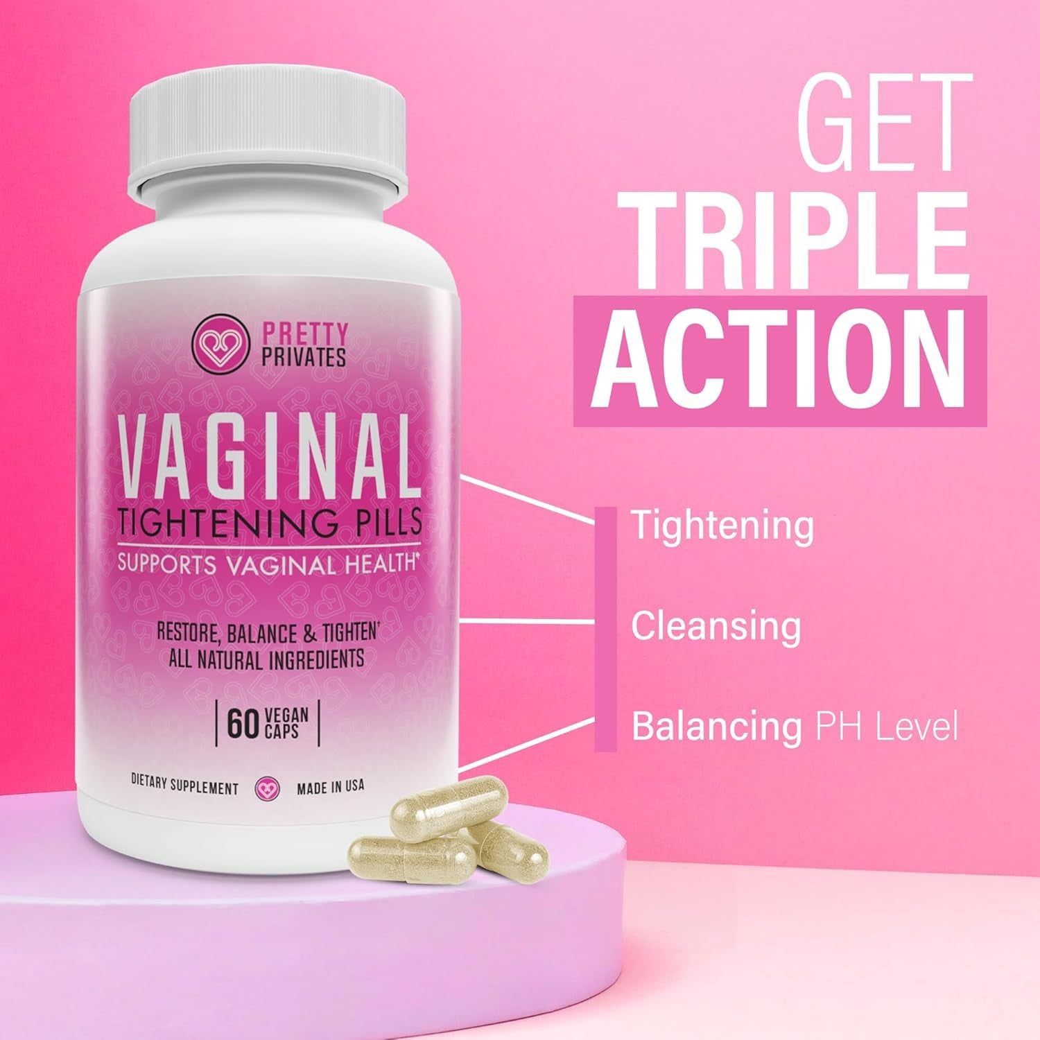 Pretty Privates Vaginal Tightening Pills – 60 Capsules | Natural Feminine Rejuvenation & Elasticity Support