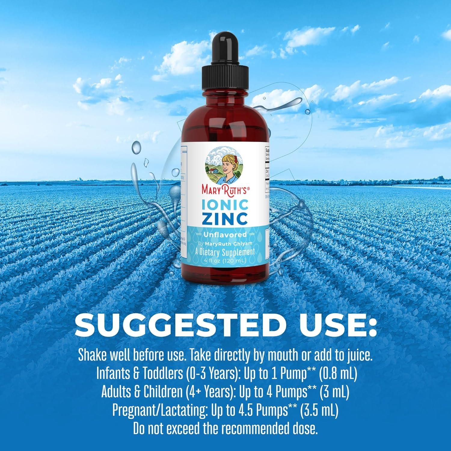 MaryRuth Organic Ionic Zinc Liquid Zinc Supplement, 40 Day Supply - 120ml