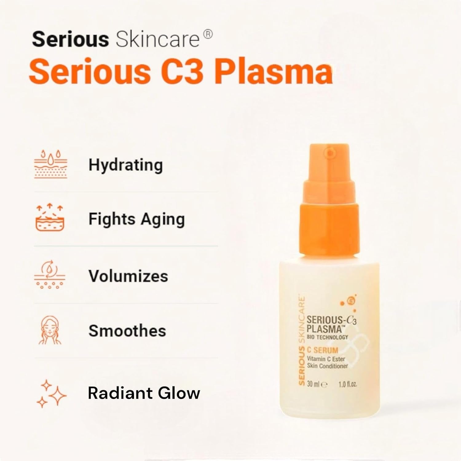 Serious Skincare Serious-C3 Plasma™ Bio Technology C Serum – 30ml | Brightening, Hydrating & Anti-Aging Treatment