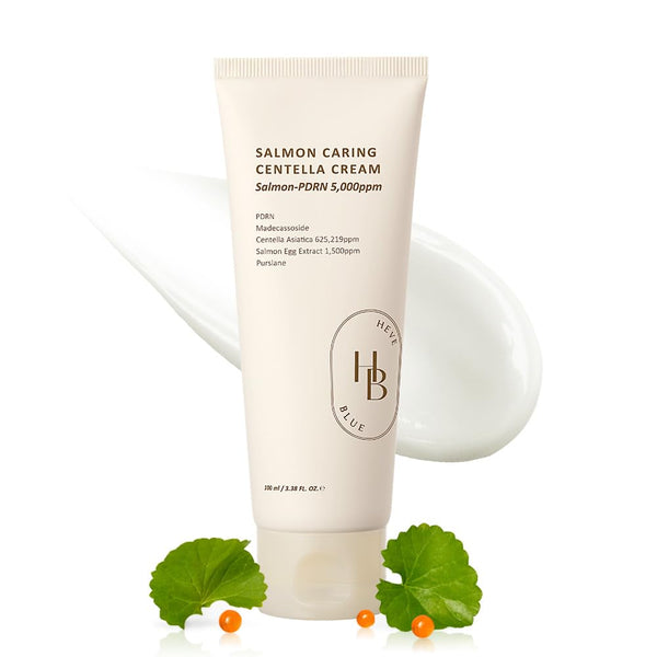 HEVEBLUE Salmon Caring Centella Cream – 100ml | Enriched with Salmon PDRN 5,000ppm for Repair, Hydration & Skin Renewal