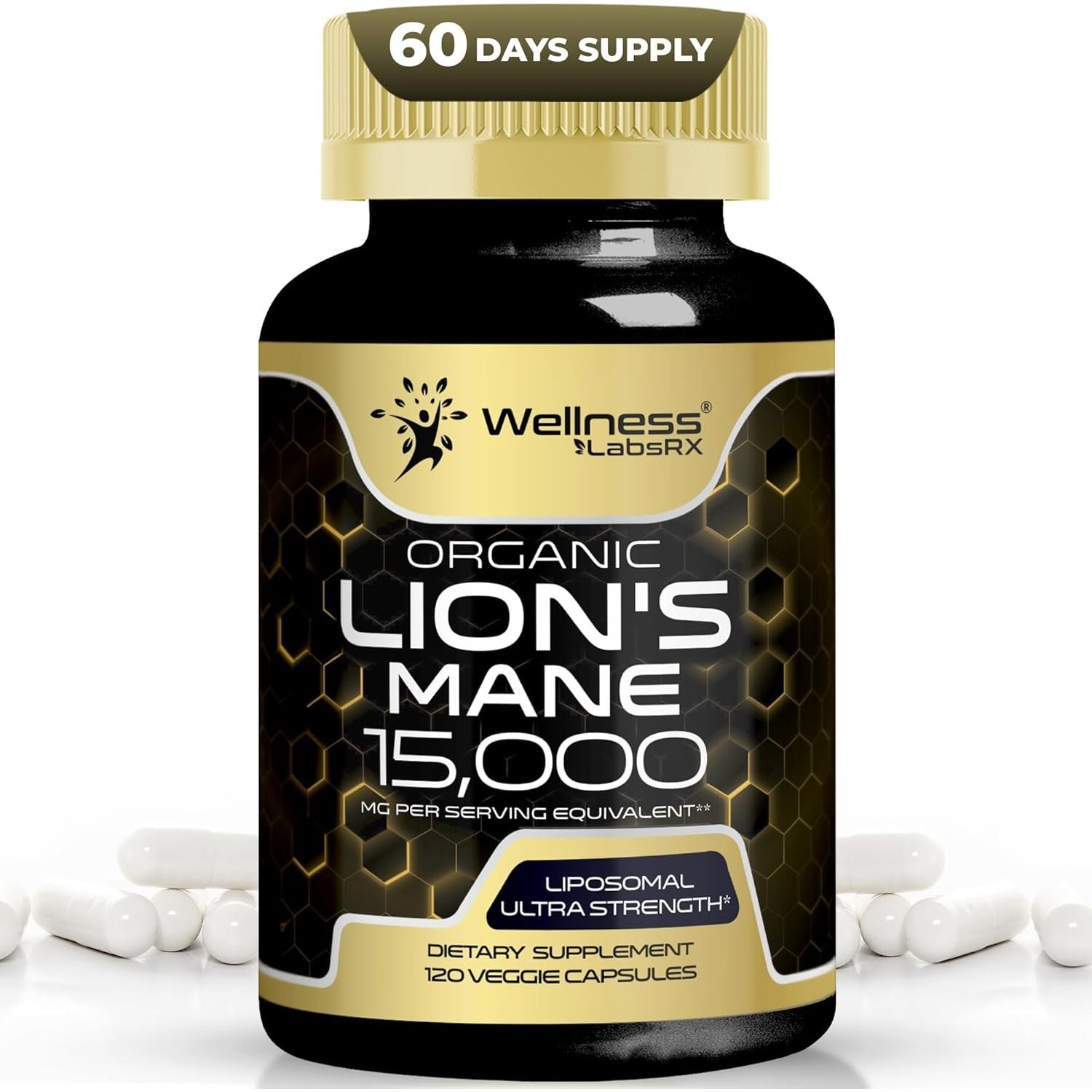 WELLNESS LABSRX Organic Lion's Mane 15,000MG - 120 Capsules