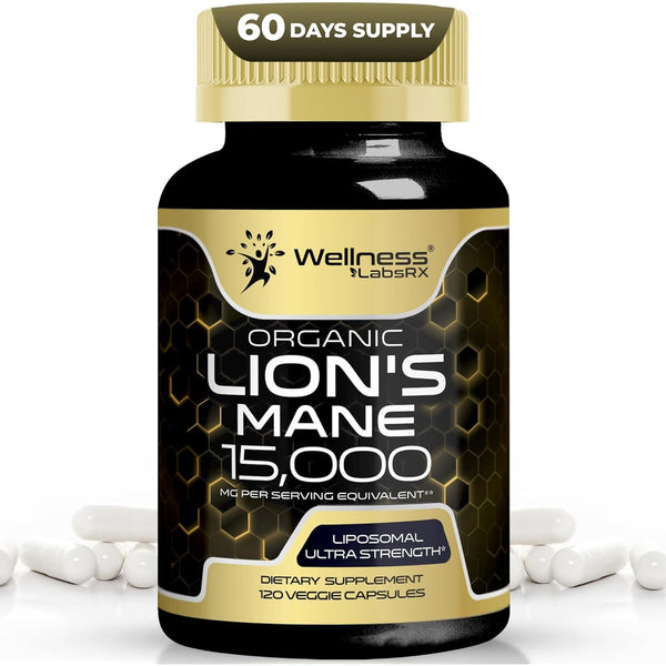 WELLNESS LABSRX Organic Lion's Mane 15,000MG - 120 Capsules