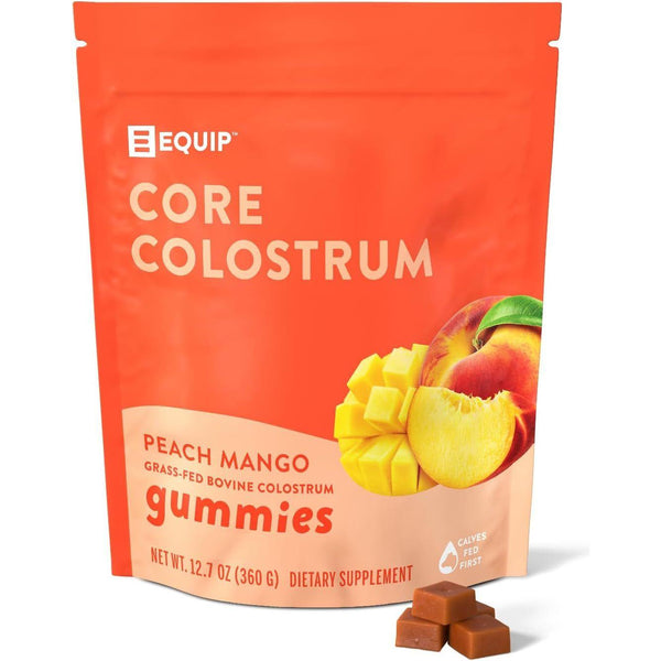 Foods Core Colostrum Gummies | Delicious and Convenient | 1G Ultra-Premium Grass Fed Colostrum per Serving | Gut Health, Immunity, Hair and Skin | 60 Gummies, 30 Servings, Peach Mango