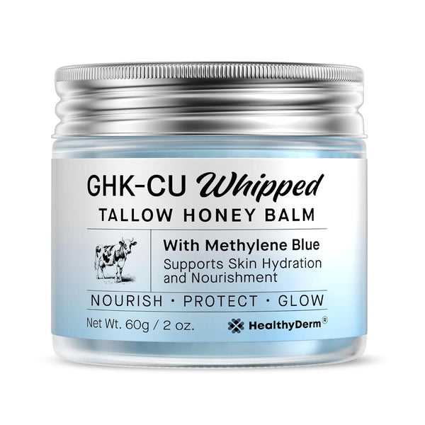 HealthyDerm GHK-CU Whipped Tallow Honey Balm with Methylene Blue – 60g | Repair Skin, Boost Collagen & Antioxidant Protection