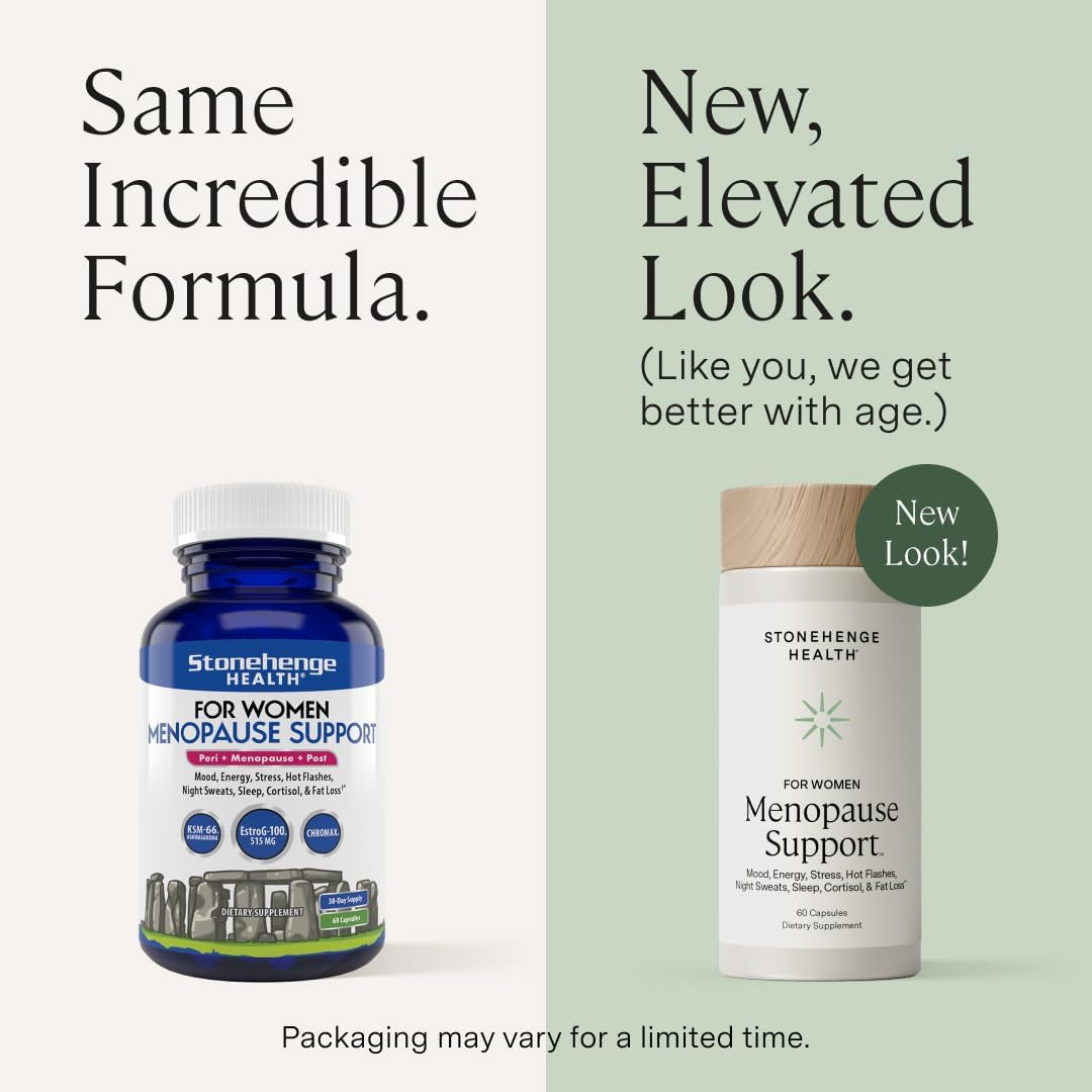 for Women Menopause Support for Peri + Menopause + Post - Mood, Energy, Stress, Hot Flashes, Night Sweats, Sleep & Cortisol, Chromax Chromium, Vitamin D3, KSM-66 Ashwagandha Extract