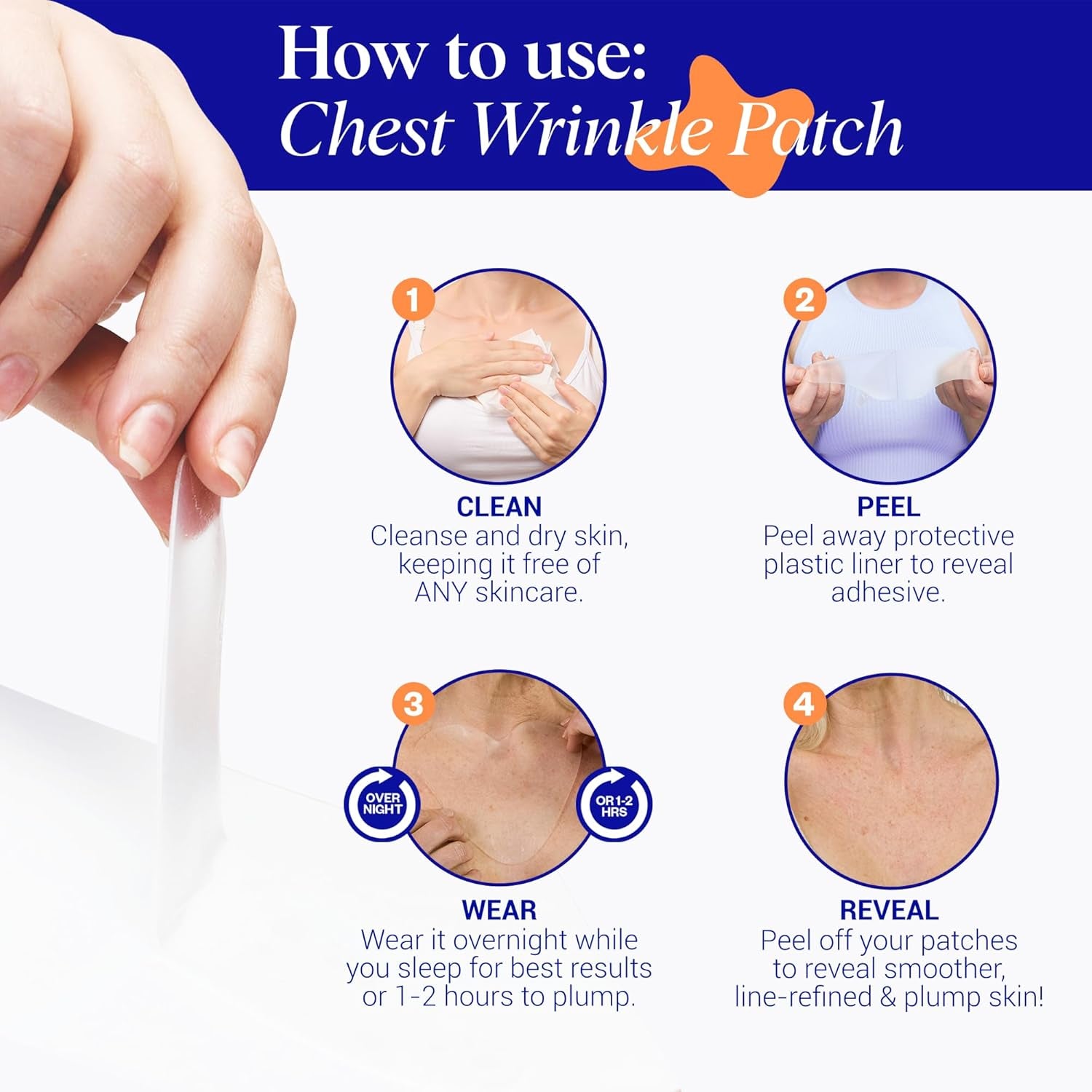 Wrinkles Schminkles Chest Wrinkle Patch – 1 Pack | Reusable Medical Grade Silicone for Smoother, Younger-Looking Skin