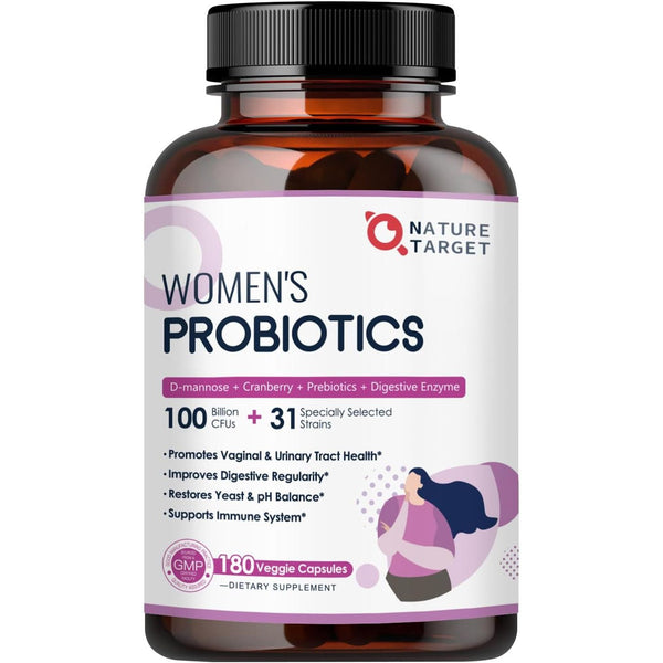 NATURE TARGET Women's Probiotics – 180 Veggie Capsules | Gut, Vaginal & Immune Health
