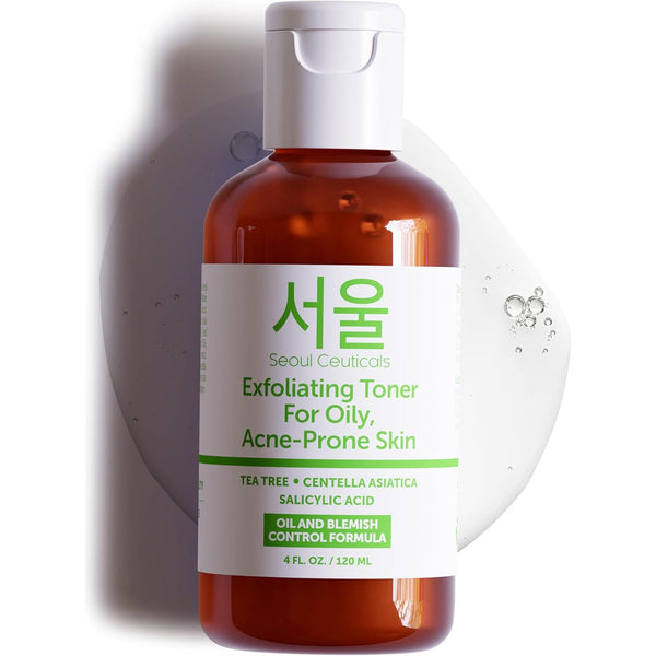 SeoulCeuticals Exfoliating Toner for Oily, Acne-Prone Skin – 120ml | Clarifying BHA Toner with Salicylic Acid, Tea Tree & Centella