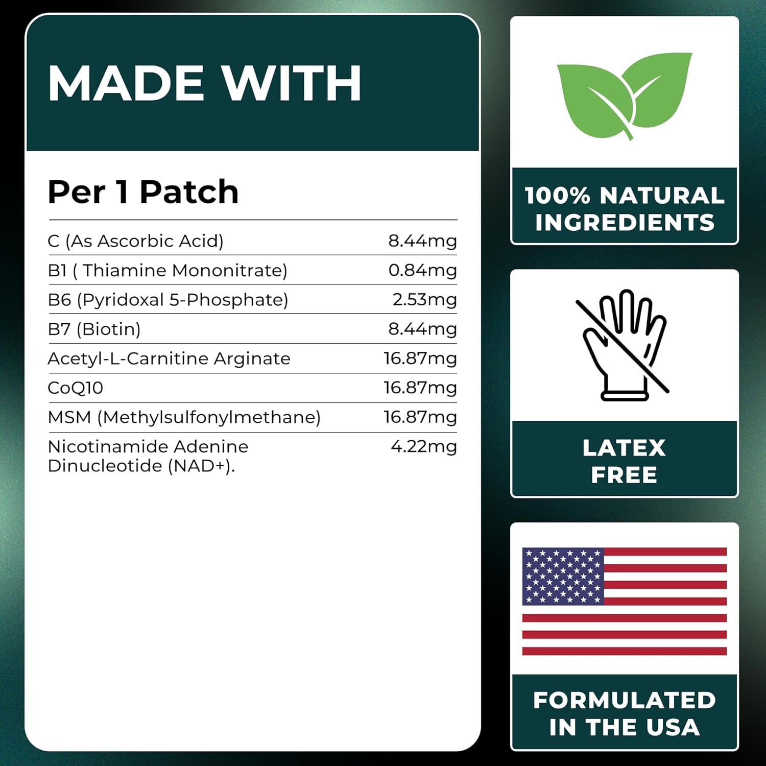 MONIER NAD+ Patches – 60 Patches | Easy-to-Use, Natural Energy & Cellular Support
