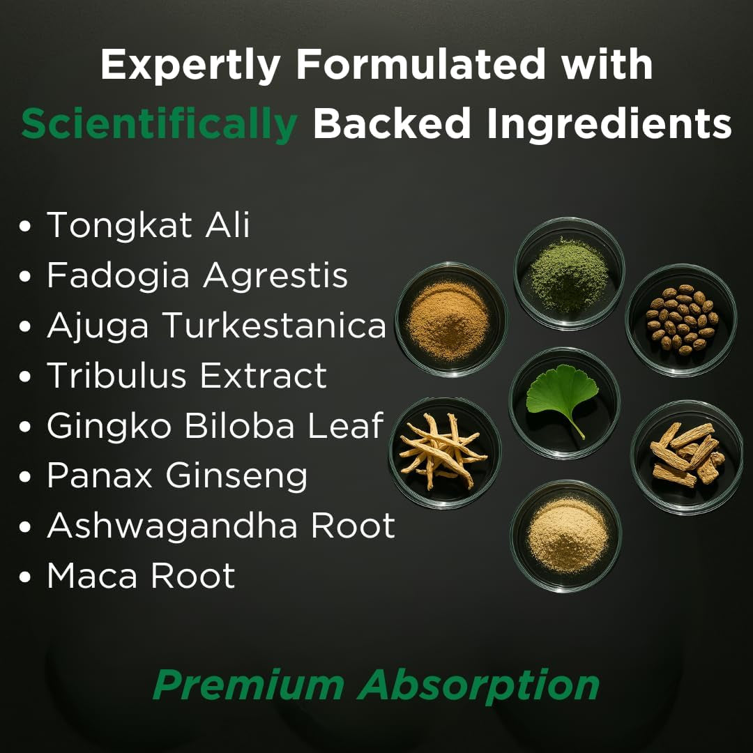 TESTPLUS+ 1,450Mg 8-In-1 Testosterone Support for Men - High Strength Tongkat Ali, Fadogia Agrestis, Turkestanica & Tribulus - Natural Performance, Energy & Muscle Growth Formula (60 Capsules)