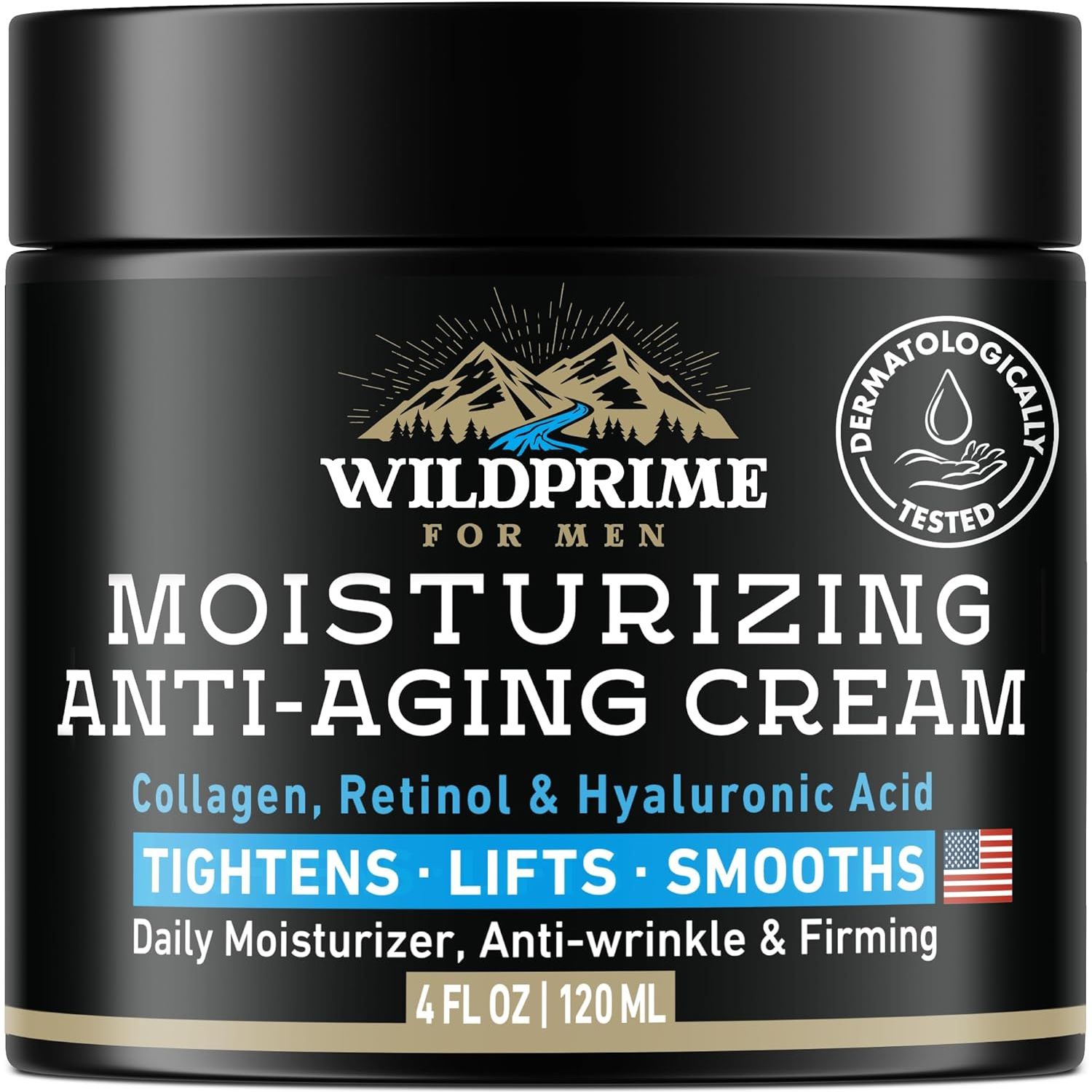 Men'S Face Moisturizer Cream - anti Aging & Wrinkle - Made in USA - Collagen, Hyaluronic Acid, Vitamins E & A, Avocado Oil - after Shave Lotion - Age Facial Skin Care, Day & Night Moisturizing, 4 Oz