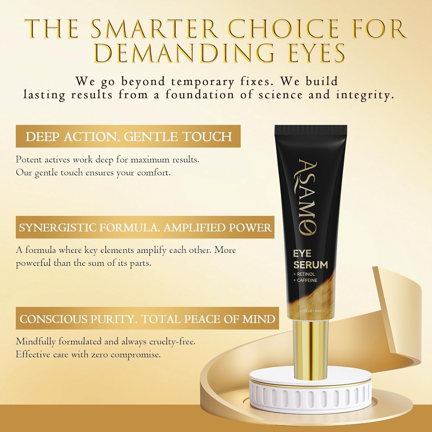 Retinol & Vegan Collagen Eye Serum - Rapid Reduction Serum for Bags, Dark Circles and Wrinkles - Firming & Energizing Eye Treatment - 20Ml