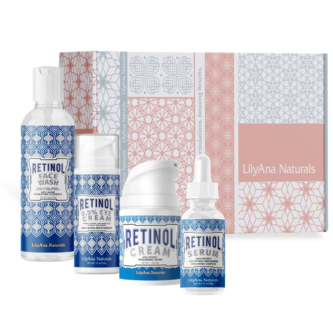 LilyAna Naturals Skin Care Set | 4-Step Retinol Skincare Routine for Radiant, Youthful Skin