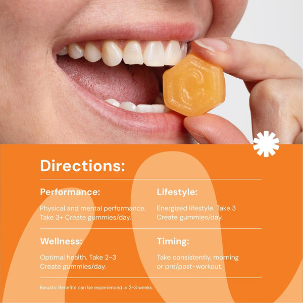 Creatine Monohydrate Gummies for Men & Women, Boost Focus, Strength, and Endurance, Anti-Melting Formula, Vegan, Gluten-Free, Non-Gmo, 1.5G of Creatine per Gummy (Orange, 90 Ct)