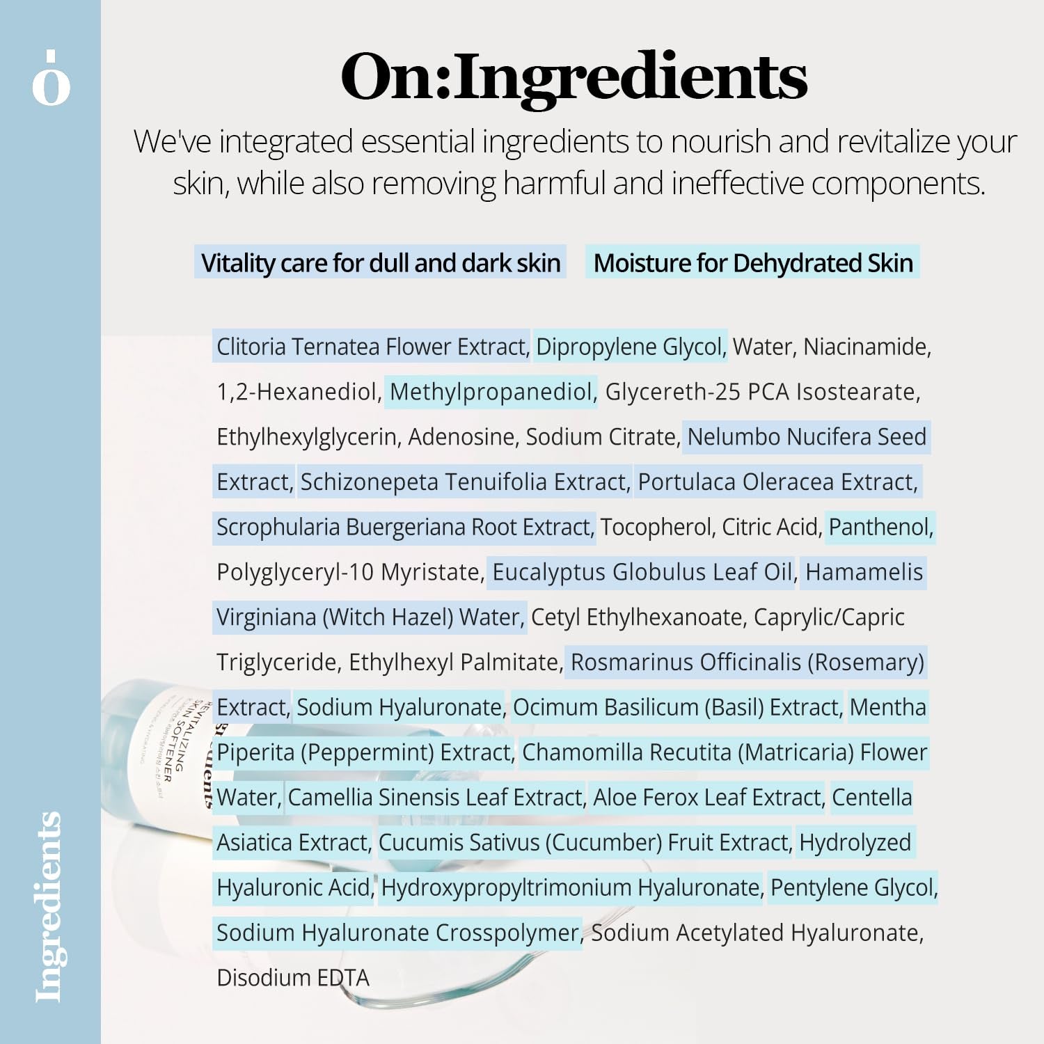 ONGREDIENTS Revitalizing Skin Softener – 250ml | Butterfly Pea Flower Hydrating Toner