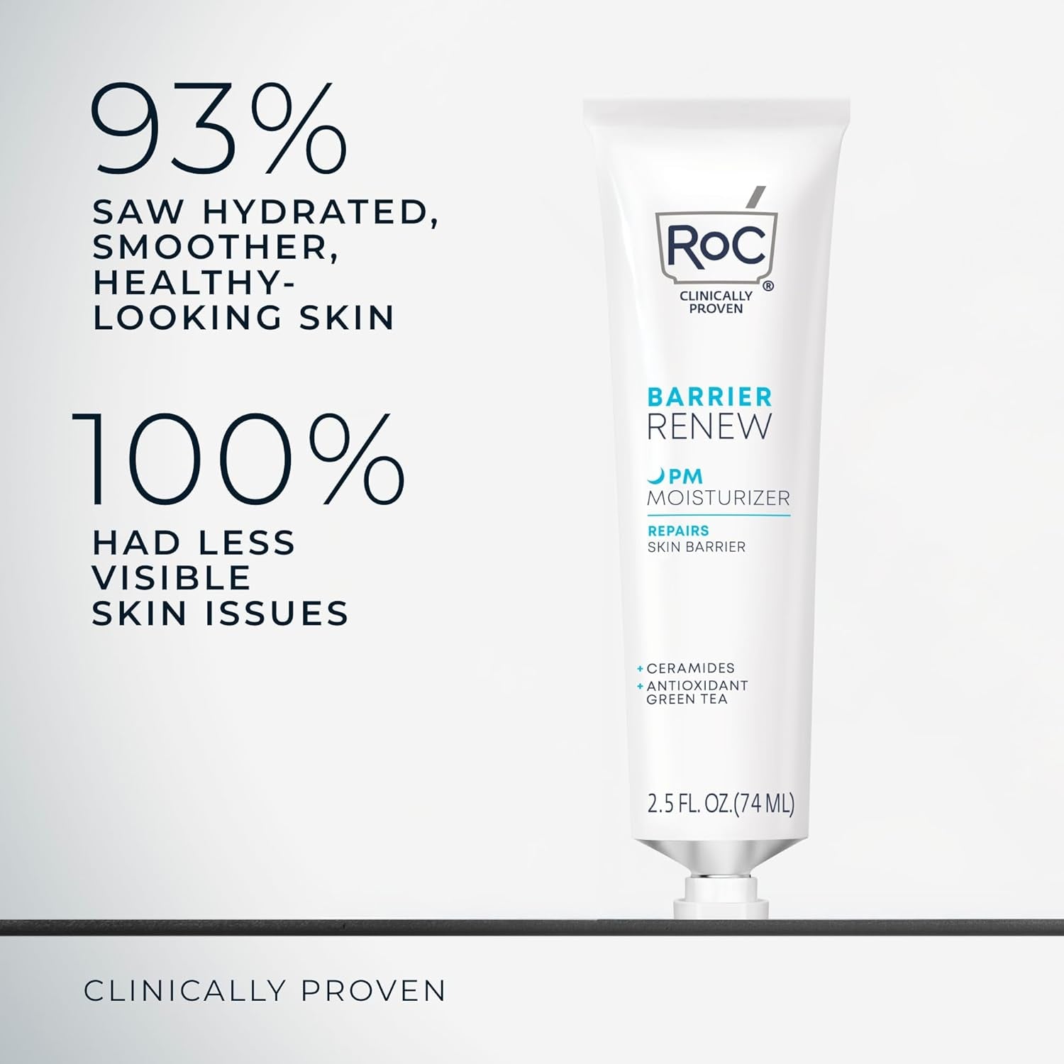 RoC Barrier Renew PM Moisturizer (74ml) with Retinol Correction Line Smoothing Eye Cream Packette (2ml)