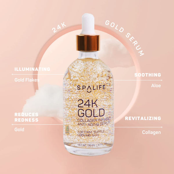 SpaLife 24K Gold Collagen Infused Anti-Aging Serum – 110ml | Firming, Radiance & Youthful Glow