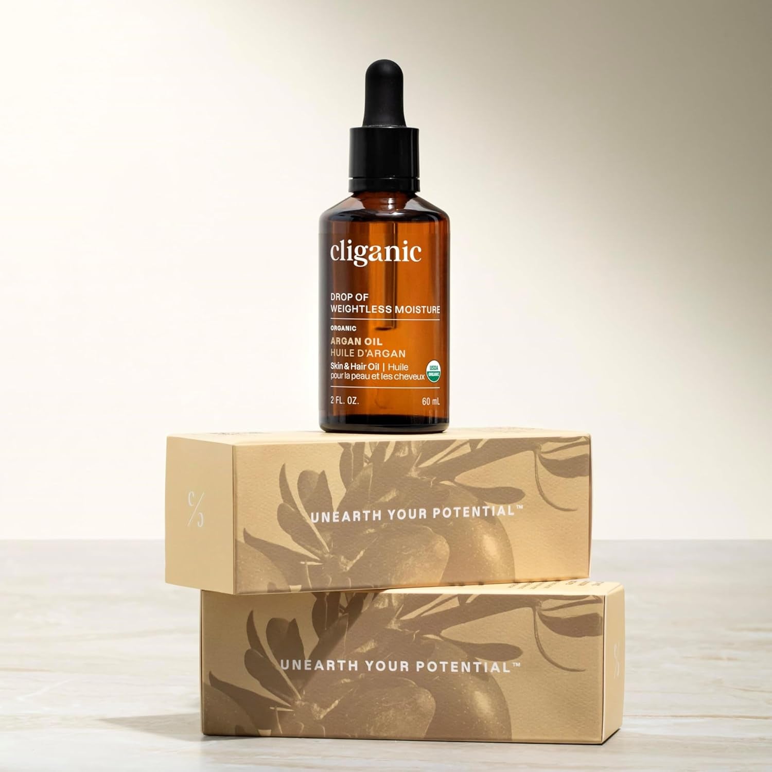 Cliganic Organic Argan Oil – 120ml | 100% Pure Cold-Pressed Moroccan Oil for Hair, Skin, Face & Nails
