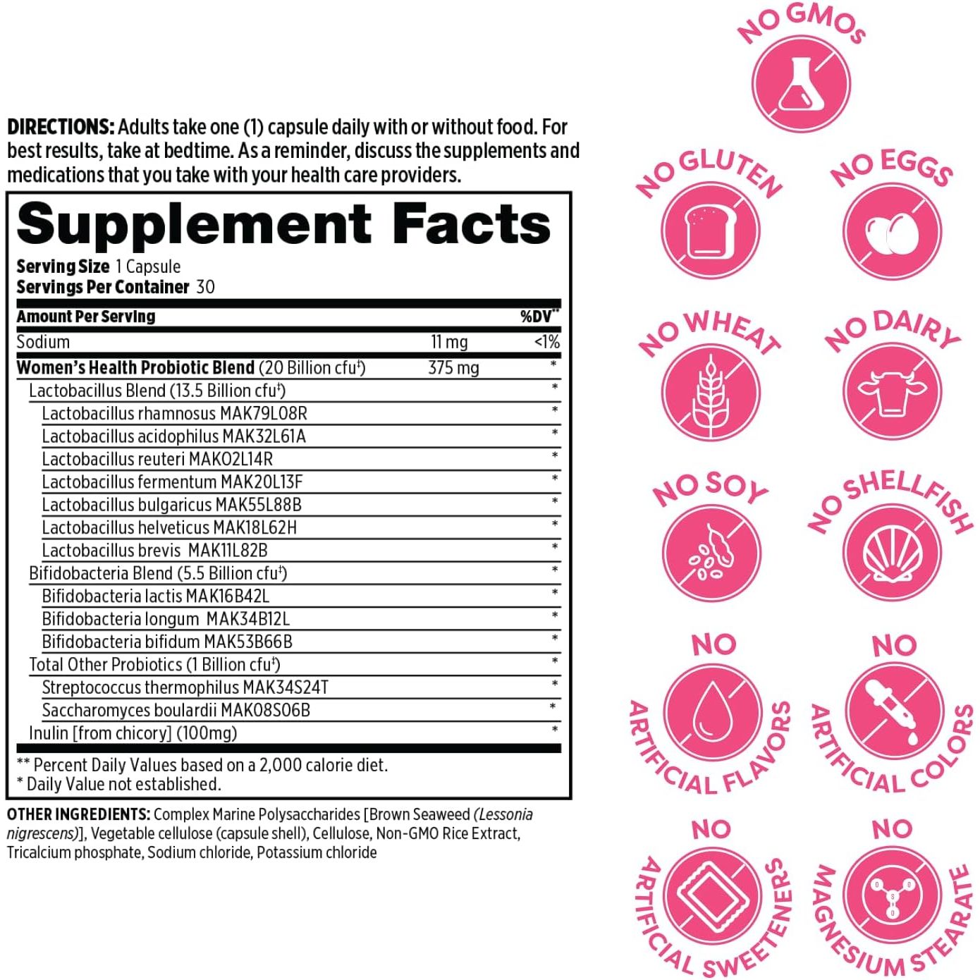 Probulin Women’s Health Probiotic – 20 Billion CFU | 30 Capsules | Feminine Balance, Digestive & Immune Support