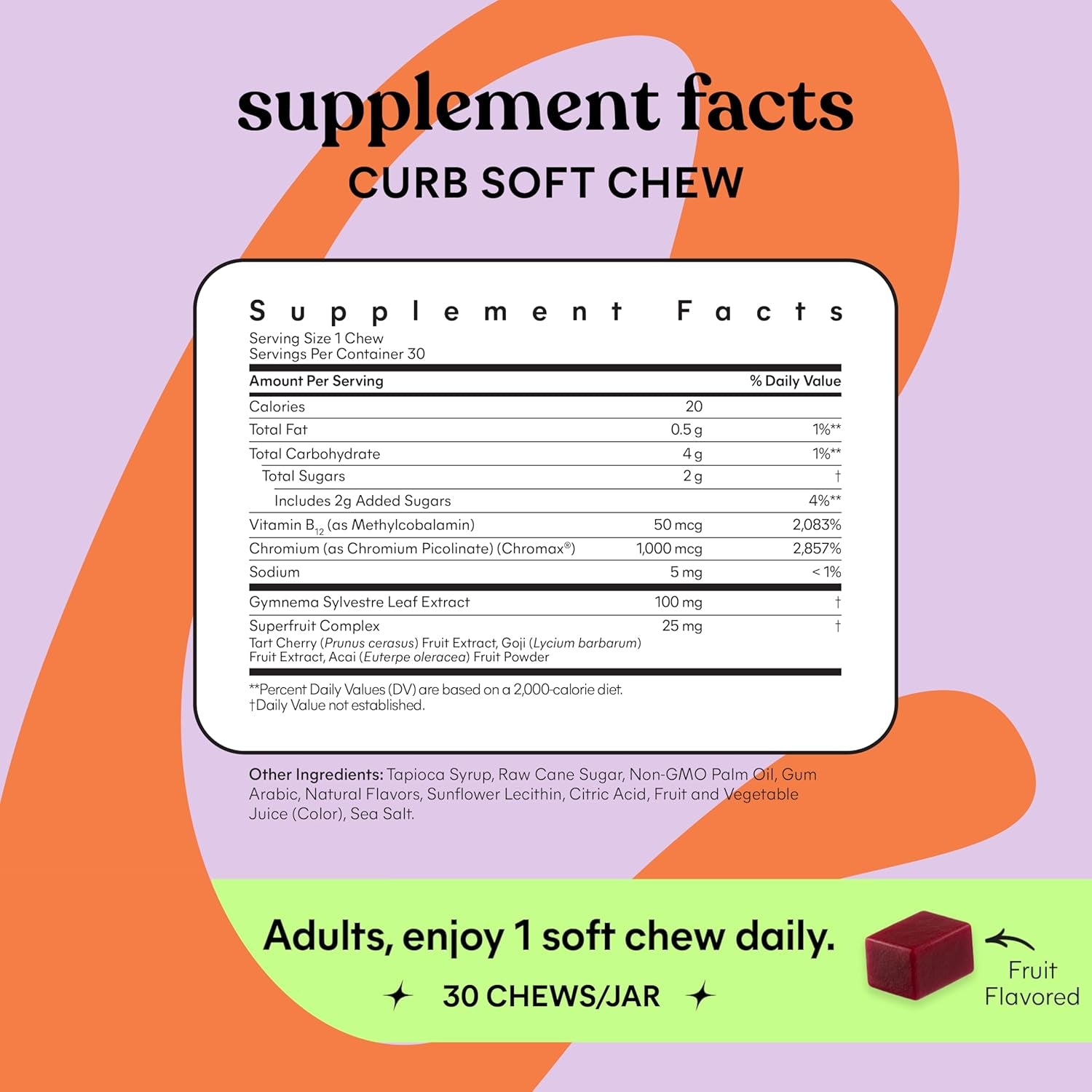 Lemme CURB Cravings Support Soft Chews – 30 Individually Wrapped | Control Appetite, Boost Metabolism & Energy