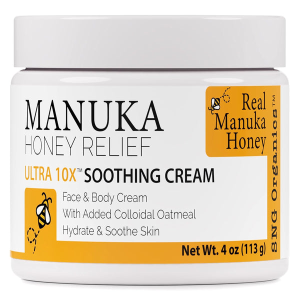 Super Natural Goods Manuka Honey Relief Ultra 10X Soothing Cream – 113g | Deep Hydration for Sensitive, Dry & Irritated Skin