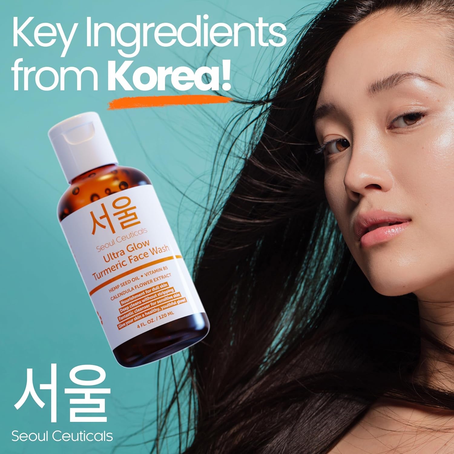 SeoulCeuticals Ultra Glow Turmeric Face Wash – 120ml | Brightening Cleanser for Sensitive Skin with Salicylic Acid & Calendula