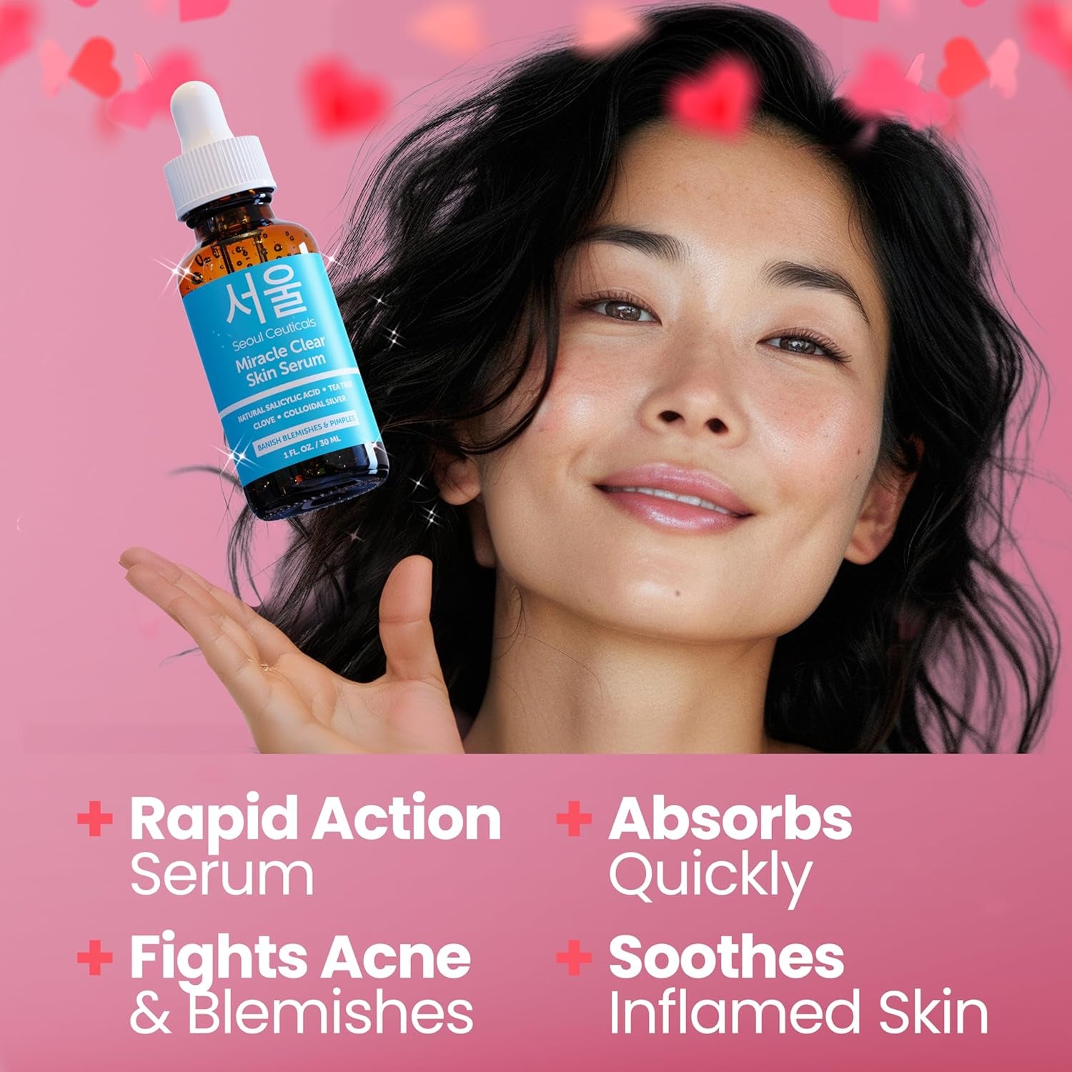 SeoulCeuticals Miracle Clear Skin Acne Serum – 30ml | Natural Salicylic Acid + Tea Tree for Clear, Balanced Skin