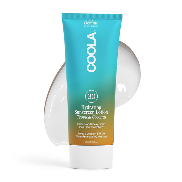 COOLA Hydrating Sunscreen Lotion SPF 30 Tropical Coconut – 148ml | Organic, Reef-Friendly Sun Protection for Body