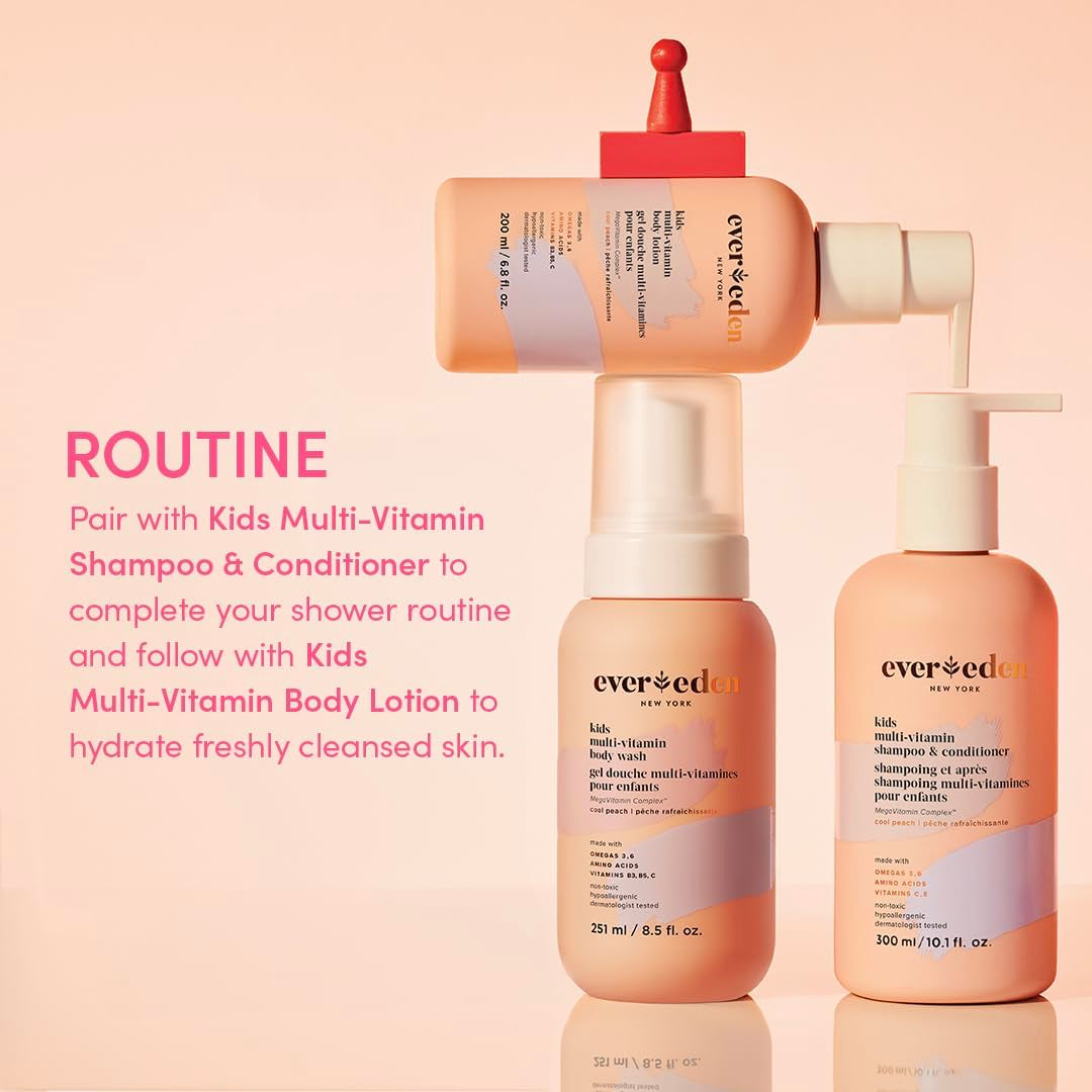Evereden Kids Multi-Vitamin Body Wash Cool Peach – 251ml | Nourishing Cleanser for Soft, Hydrated Skin