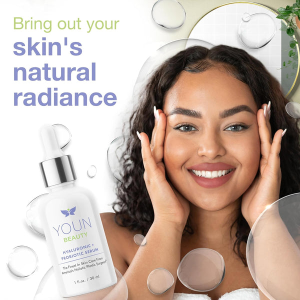 YOUN Beauty Hyaluronic + Probiotic Serum – 30ml | Hydrating & Skin-Balancing Facial Serum