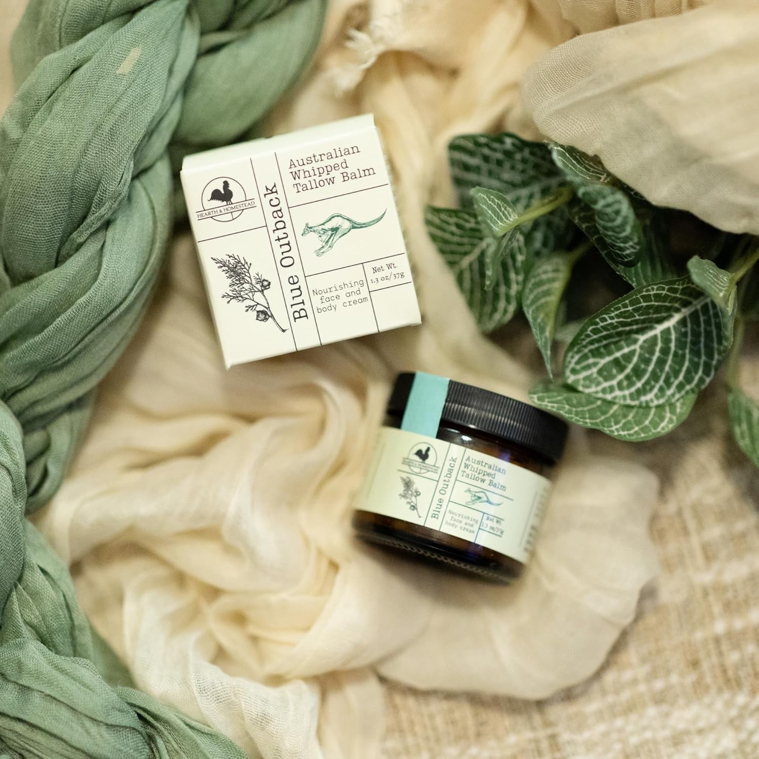 Hearth & Homestead Whipped Tallow Balm (Blue Outback) – 37g | Nourishing Australian Tallow with Emu & Sandalwood Oils