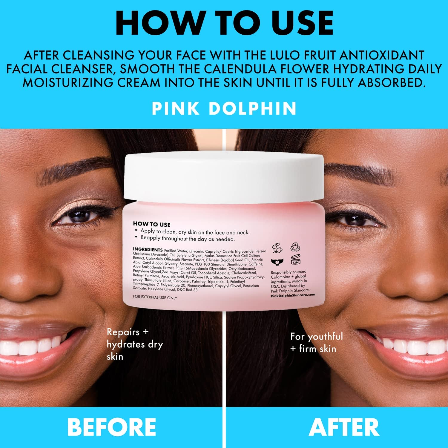 Pink Dolphin Calendula Flower Hydrating Daily Moisturizing Cream – 30ml | Soothes, Hydrates & Repairs Skin