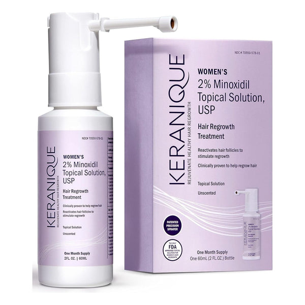 Keranique Women’s 2% Minoxidil Topical Solution – 60ml | Clinically Proven Hair Regrowth Treatment for Thicker, Fuller Hair