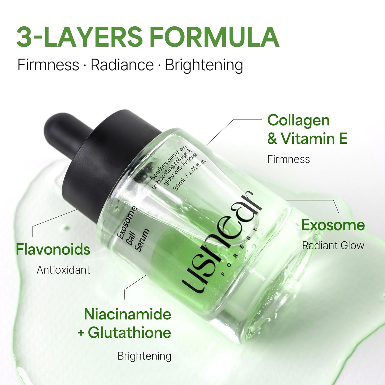 Exosome Glow Serum, Niacinamide & Collagen Face Serum for Glass Skin, Hydrating Pore Minimizer & Brightening, Korean Skincare, 1.01 Fl Oz