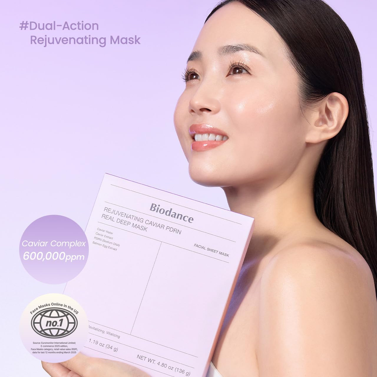 BIODANCE Rejuvenating Caviar PDRN Real Deep Mask – 34g x 4 Sheets | Skin Barrier Strengthening & Deep Hydration