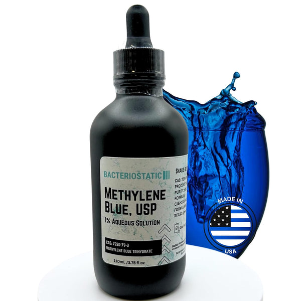 BACTERIOSTATIC Methylene Blue USP 1% Aqueous Solution – 110ml | Antioxidant & Cellular Support for Skin & Health