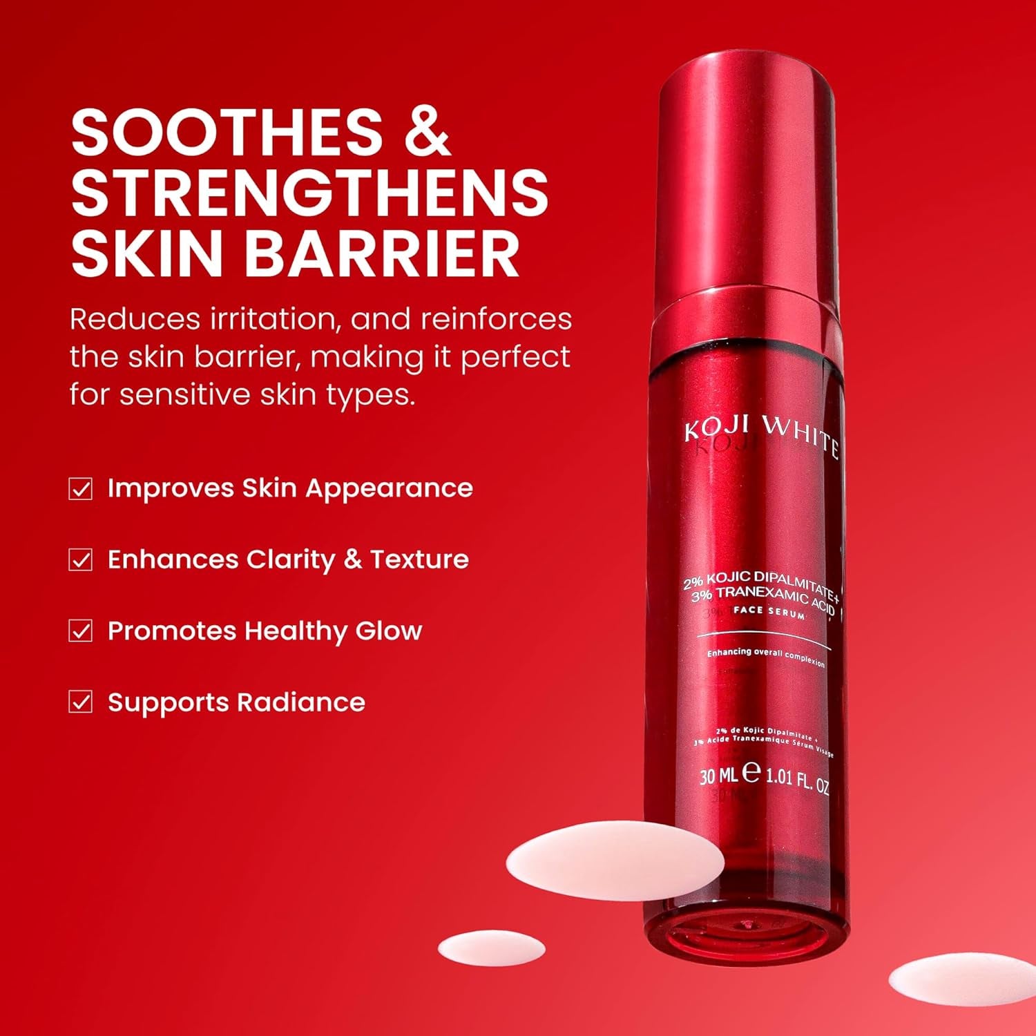 Koji White Kojic Dipalmitate + Tranexamic Acid Dark Spot Serum – 30ml | Brightens, Evens Skin Tone & Smooths Texture