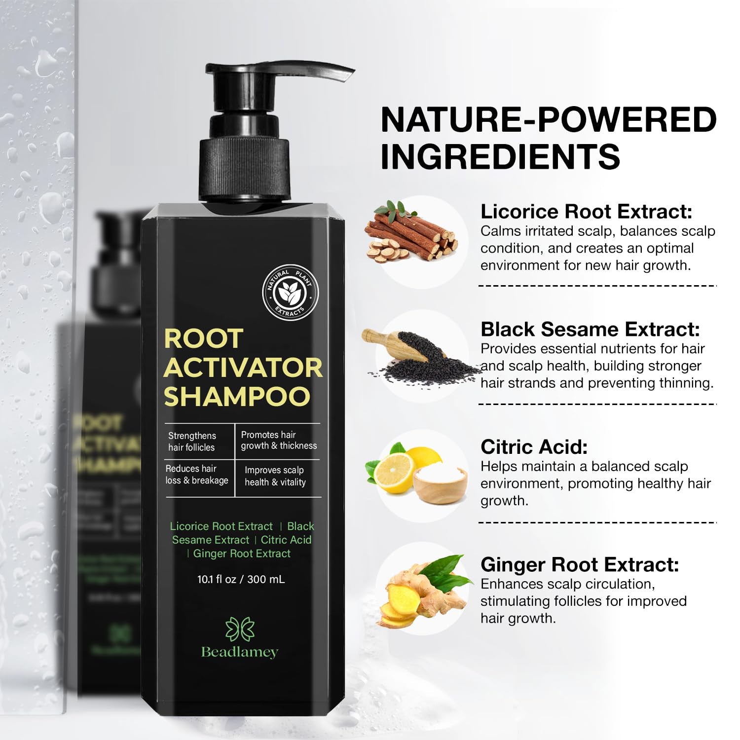 Beadlamey Root Activator Shampoo – 300ml | Men’s Hair Growth & Scalp Health