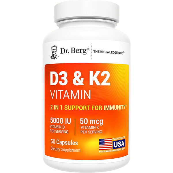 Dr. Berg Nutritionals D3 & K2 Vitamin – 60 Capsules | Immune, Bone & Heart Health Support