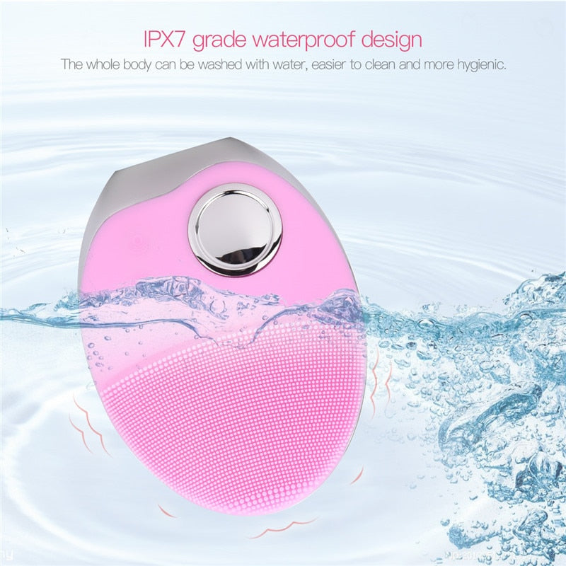 Multifunction Photon Therapy Facial Cleansing Brush – Waterproof Silicone Face Cleaner with Red, Blue & Green LED Light