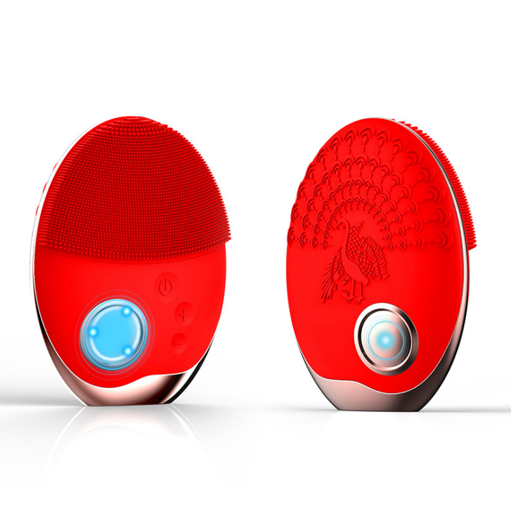 Multifunction Photon Therapy Facial Cleansing Brush – Waterproof Silicone Face Cleaner with Red, Blue & Green LED Light
