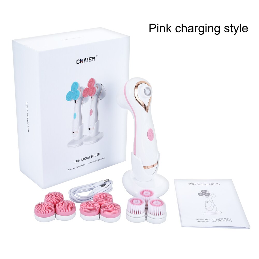 3-in-1 Sonic Facial Cleansing Brush – Rechargeable Silicone Face Cleanser & Blackhead Removal Device with 3 Brush Heads
