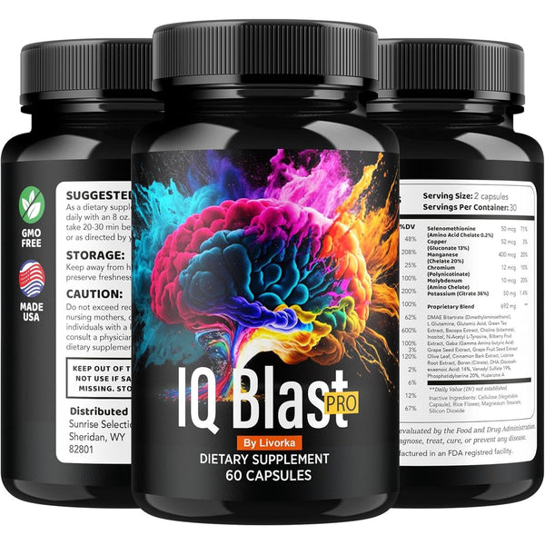 LIVORKA IQ Blast Pro Capsules – 120 Capsules (2 Pack) | Advanced Nootropic for Focus, Memory & Mental Energy