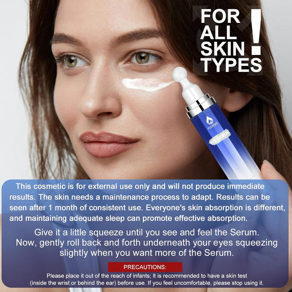 POEROES Eye Serum – 15ml | 8% Caffeine + 8% Retinol Eye Roller for Dark Circles, Puffiness & Fine Lines