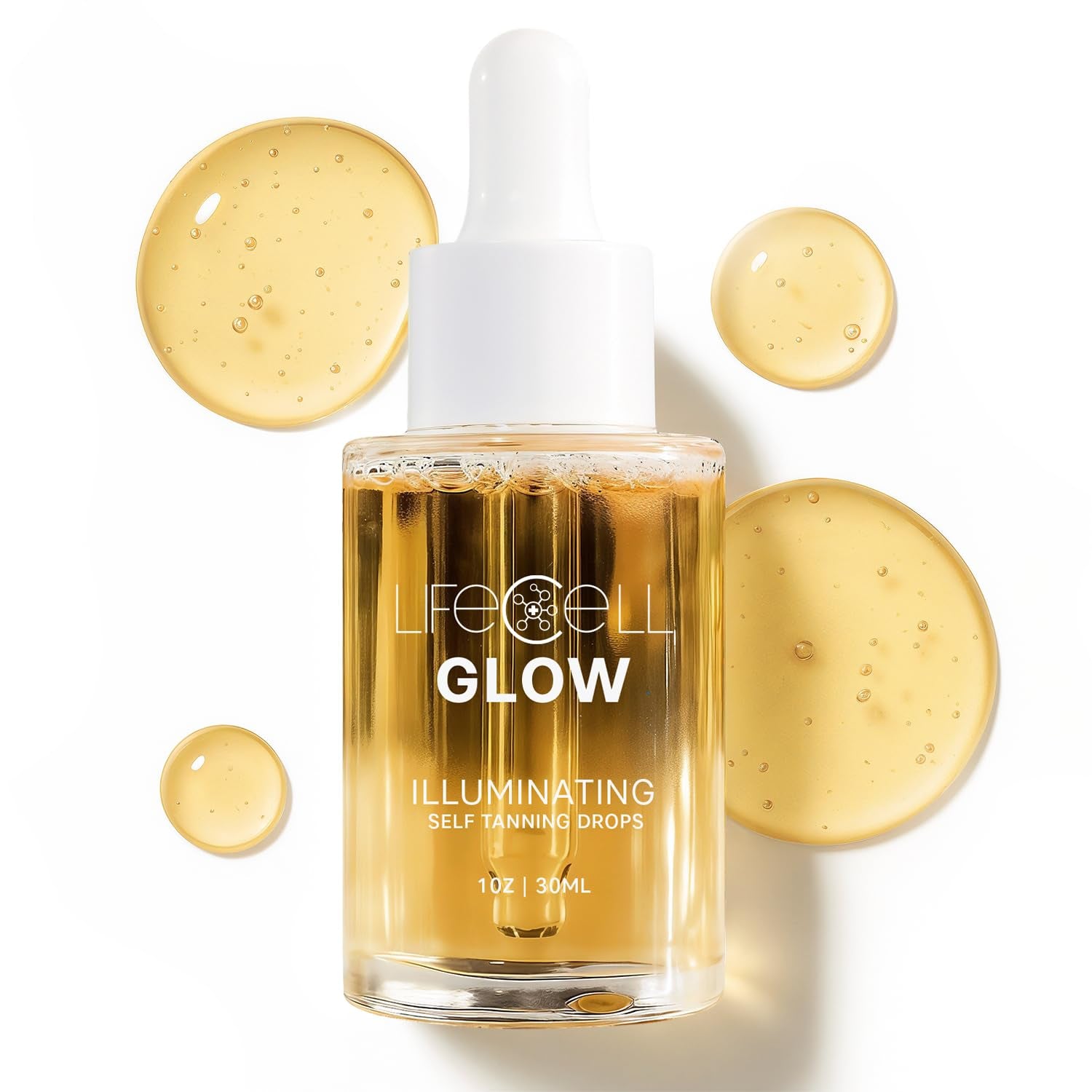 LifeCell Glow Illuminating Self Tanning Drops – 30ml | Customizable, Hydrating Tan for Face & Body